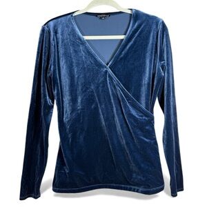 J. CREW Mercantile Blue Velvet Wrap Top Sz S